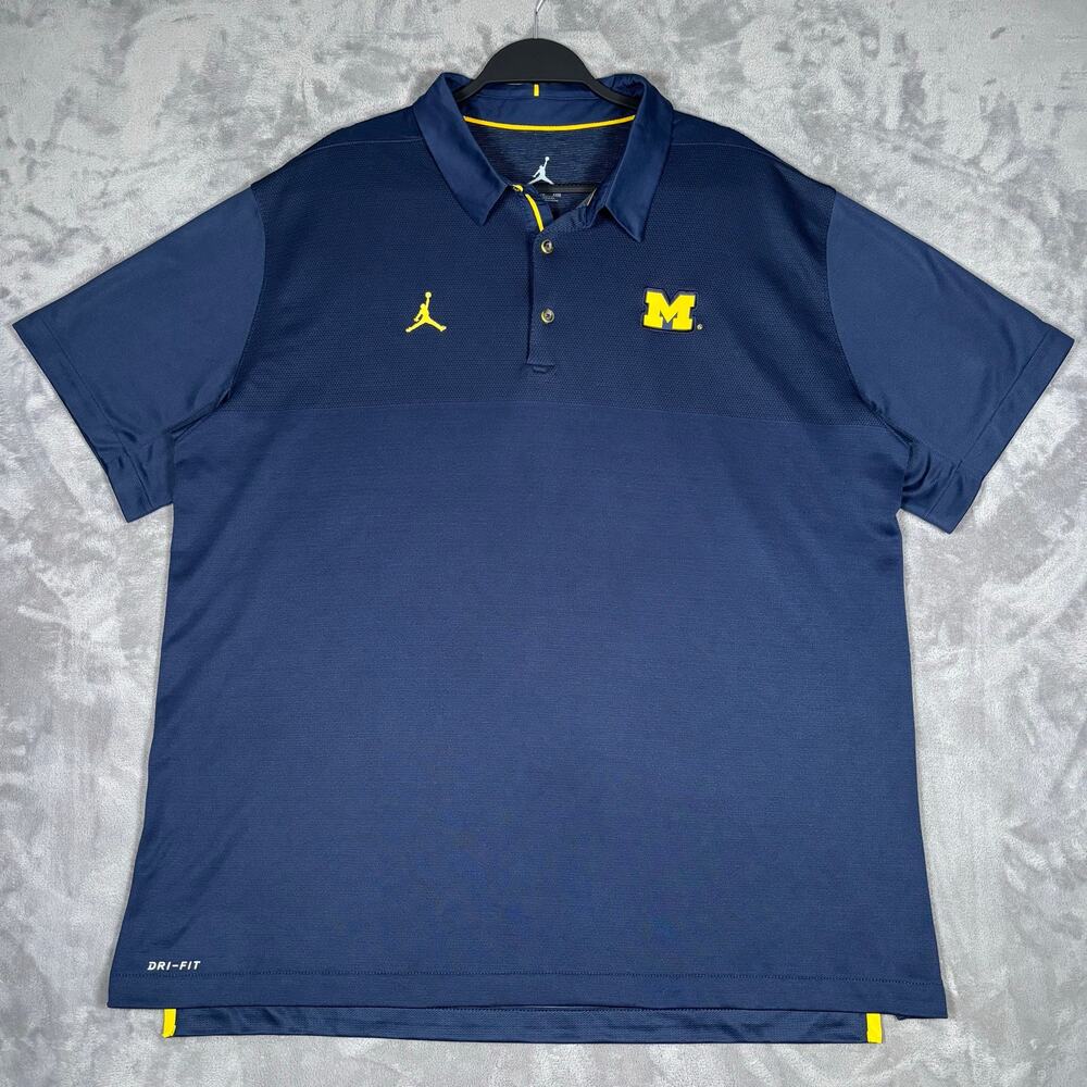 Air Jordan Michigan Wolverines Dri-FIT Navy Performance Polo Shirt Men’s XXL